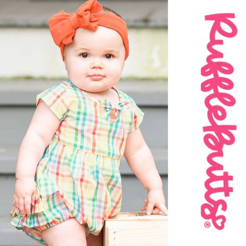Ruffle Butts | Rainbow Gingham Bubble Romper | Size 6-12 month